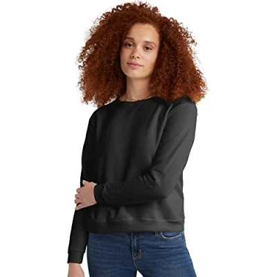 Afbeelding van Hanes Dames Ecosmart Sweatshirt met V hals/ronde hals, fleecetrui, damessweatshirt, Ebben, S