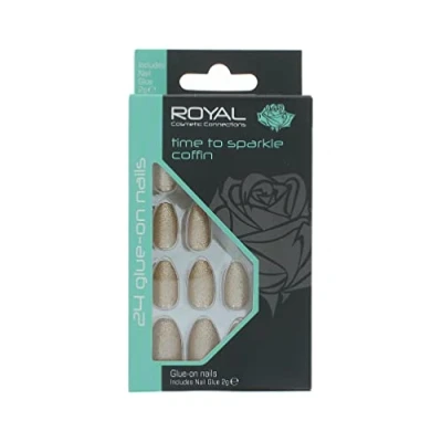 Afbeelding van Royal 24 Coffin Glue on Nails Time To Sparkle