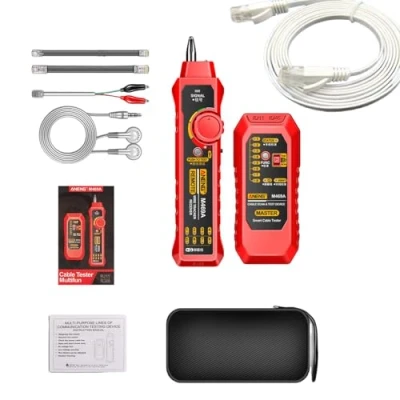 Afbeelding van Ethernet kabeltester en tracer Netwerkkabeltester, RJ11 RJ45 voor telefoon, Kabeltoner met oortelefoonzaklamp