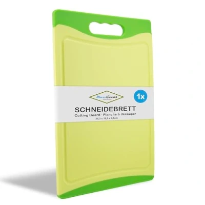 Afbeelding van MaxxGoods Snijplank kunststof met sapgoot en handvat antibacterieel hakplank, plank aan beide zijden bruikbaar, vaatwasmachinebestendig groen, 28 x 19,5 0,8 cm