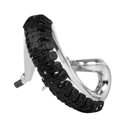 Afbeelding van POLISPORT 8469200001 ARMADILLO PIPE universele uitlaatbeschermer voor 2 takt motorfietsen gemaakt van roestvrij staal en licht elastomeer bestand tegen hoge temperaturen in kleur zwart