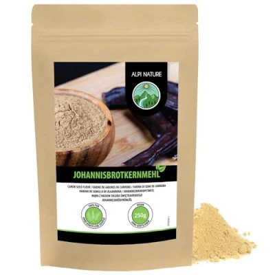 Afbeelding van Johannesbroodpitmeel (250g), johannesbroodpoeder licht geschikt als zetmeel, volledig natuurlijk en veganistisch, voorzichtig gedroogd gemalen,