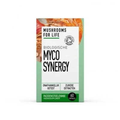 Afbeelding van Mushrooms4Life Myco Synergy Paddenstoelen Capsules Bio 60 stuks (Lion’s Mane, Shiitake, Maitake, Reishi, Cordyceps en Tremella)