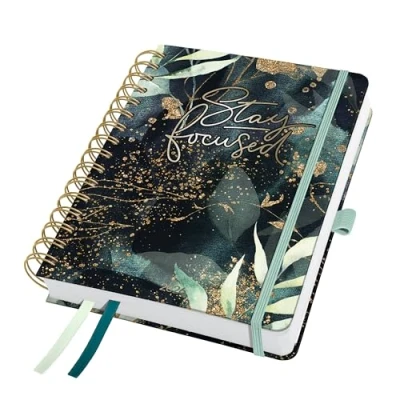 Afbeelding van Sigel weekagenda met spiraal 2026 formaat A5 Glamorous Leaves hardcover SI J6603