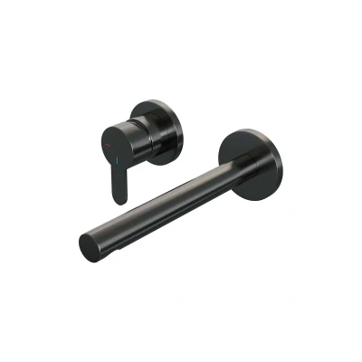 Afbeelding van Brauer gunmetal Edition Wastafelmengkraan inbouw rechte uitloop rechts hendel plat smal model D2 PVD geborsteld