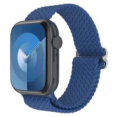 Afbeelding van Apple Watch bandje Nylon Donkerblauw Geschikt voor Series 1 t/m 9 / SE (38/40/41 mm) 10 (42