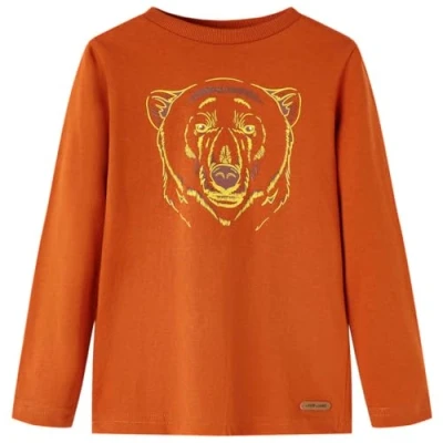 Afbeelding van Kindershirt met lange mouwen dierenprint 116 lichtroestkleurig