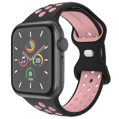 Afbeelding van Apple Watch Sport+ bandje Meerkleurig Geschikt voor Series1/2/3/4/5/6/7/8/9/10/SE (38/40/41 mm) Series 10 (42 Maat S/M Black