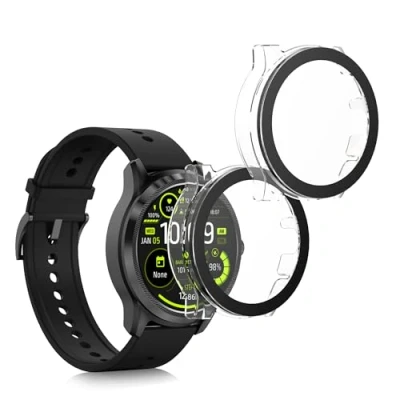 Afbeelding van kwmobile 2x cover geschikt voor Ticwatch Pro 5 Fitnesstracker van gehard glas en kunststof frame set transparant