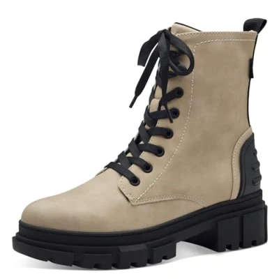 Afbeelding van s.Oliver Dames Lace Boot Flat 5 25220 41 Enkellaarsjes, beige, 37 EU