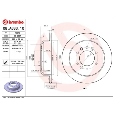 Afbeelding van Brembo Remschijf 08.A633.10