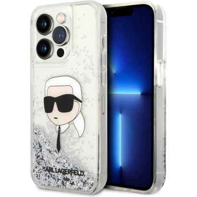 Afbeelding van Karl Lagerfeld KLHCP14LLNKHCH iPhone 14 Pro 6.1 zilver/zilver hardcase Glitter Head