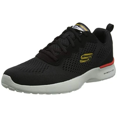Afbeelding van Skechers Synergy Loving Life Sneakers voor dames, Zwart ontworpen gaas Pu grijze trim, 42.5 EU