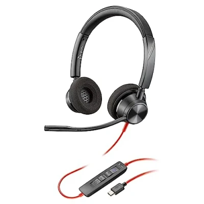 Afbeelding van Poly Blackwire 3320 bedrade headset (Plantronics) Flexibele microfoonboom Hifi stereo Aansluiten op pc/Mac via USB C of A Gecertificeerd voor Microsoft Teams Exclusief Amazon