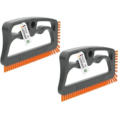 Afbeelding van FUGINATOR® Voegenborstel bundel 2 borstels in grijs/oranje reinigingsborstel voor voegenreiniging badkamer, toilet, keuken enz. reiniging van wand en vloertegels handige borstel voegen