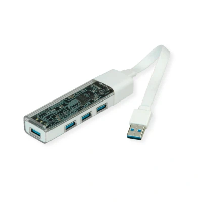 Afbeelding van ROLINE Mobile USB 3.2 Gen 1 Hub, 4 poorts, Type A+C verbindingskabel