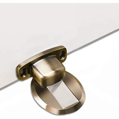 Afbeelding van PHOEWON Sterke magnetische deurstopper metalen deurstop zware deurvangst met 3M zelfklevende verbergen schroeven vloer gemonteerd, 2 stuks, brons