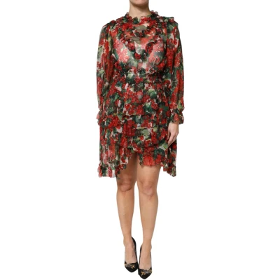 Afbeelding van Floral Print Mini Dress Ruffles Wo Multicolor Dresses
