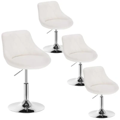 Afbeelding van WOLTU 4 X Barkrukken krukken zitting in Kunstleer Poten en chroomstaal,Barstoelen hoogte verstelbaar Wit BH241ws