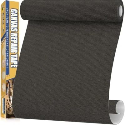 Afbeelding van zelfklevende stof, 40 x 160 cm, waterdichte stoftape, canvas patches voor outdoor meubels, bootafdekkingen, banken, tenten, loungestoelen, zonwering, zwart grijs
