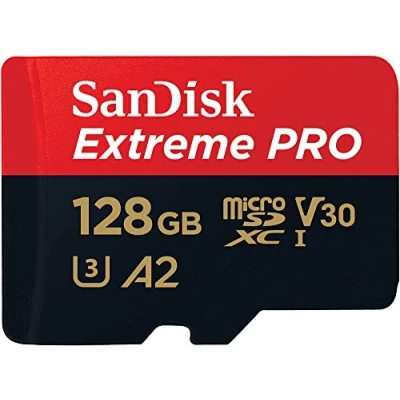 Afbeelding van SanDisk Extreme PRO 128 GB MicroSDXC UHS‐I‐Kaart Met SD Adapter (A2 App Performance, 2 Jaar RescuePRO Deluxe Software, Leessnelheden Tot 200 MB/s, Class 10, UHS I, U3, V30, 30 Garantie) Zwart