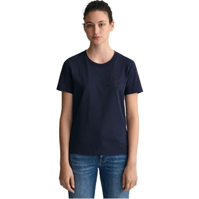 Afbeelding van GANT Tonal Shield Tshirt basic, Dames, Maat: Medium, Evening blue