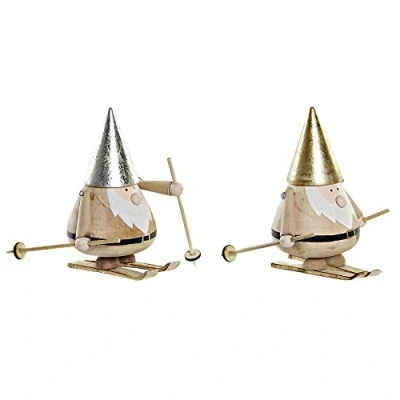 Afbeelding van DKD Home Decor Kerstman van hout, 10 x 11 14 cm, 2 stuks