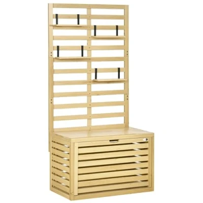Afbeelding van Outsunny opbergdoos, tuinkist met hekwerk, opbergdoos planken