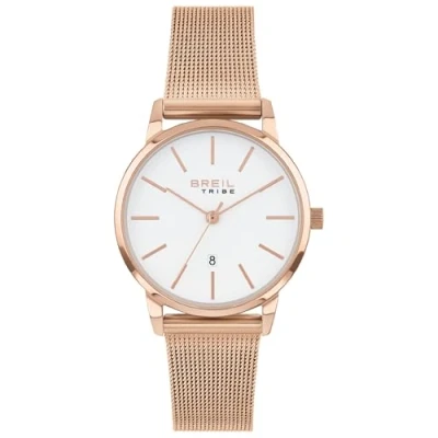 Afbeelding van Breil Ladys&#039; Avery Watch Collection Mono kleur witte wijzerplaat 3 wijzers Quartz uurwerk en IP gekleurd roestvrij staal MESH EW0515, armband
