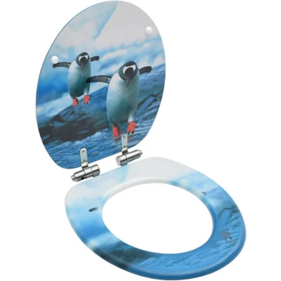 Afbeelding van vidaXL Toiletbril met soft close deksel pinguïn MDF