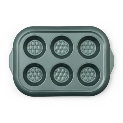 Afbeelding van Progress Muffin tray 6 Cup Baking Tin Non Stick Shimmer Groen koolstofstaal