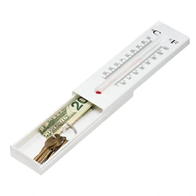 Afbeelding van Lecerrot Thermometer sleutelkastje, sleutelverstopplaats buiten, wandgemonteerde geheime kluis, verstopplaats kluis voor munten, geld en sleutels
