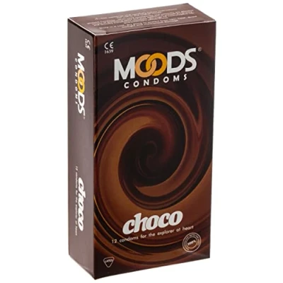 Afbeelding van MOODS Choco Condoms, 12 condooms met chocoladensmaak voor heerlijke momenten zijn tweeën