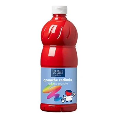 Afbeelding van Lefranc Bourgeois 188027 Redimix plakkaatverf, Tempera kinderverf, gebruiksklare gouacheverf, 1000 ml fles Brilliant Red