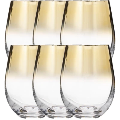Afbeelding van 5five tumbler glazen 6 stuks gouden rand 540 ml