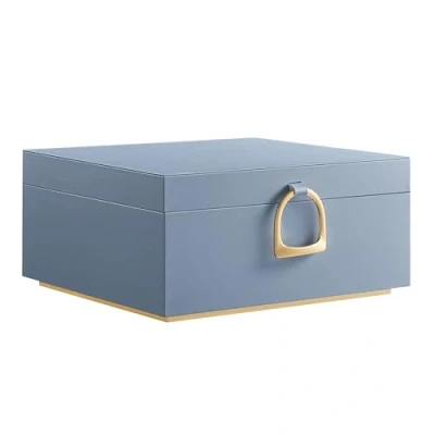 Afbeelding van SONGMICS Sieradenkistje met 2 niveaus, sieradenstandaard handvat, uitneembaar dienblad, zweefeffect, 20,5 x 24 11 cm, cadeau idee, mistblauw JBC165Q01