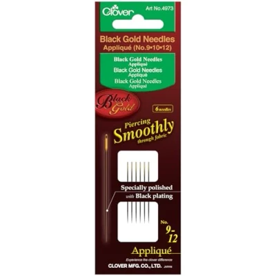 Afbeelding van Clover Zwart gouden naalden: Applique/Sharps assortiment, 1