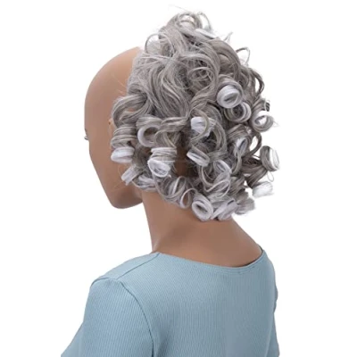 Afbeelding van CAISHA Haarstukje Scrunchy Updo Kapsels Bruidskapsels Volumineus Krullend Rommelig Knotje Donkerblond Grijs Mix G34L