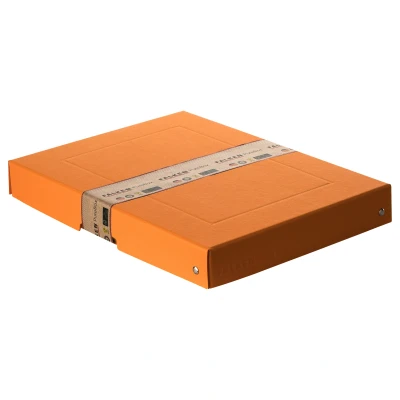 Afbeelding van Originele FALKEN PureBox pastel. Made in Germany. 40 mm hoog DIN A4 oranje. Opbergdoos met deksel van stevig karton Vegan geschenkdoos transportdoos doos multifunctionele