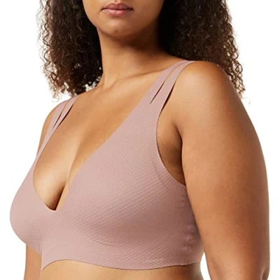 Afbeelding van Sloggi dames ZERO Feel Flow naadloze bralette met uitneembare vulling in de kleur Lichtbruin, maat: L