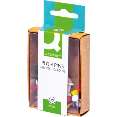 Afbeelding van Q connect Prikbordspelden, Doosje Van 25 Stuks, Geassorteerde Kleuren Signalisatiespelden