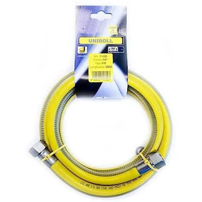 Afbeelding van Gasslang 1,5 m 1/2&quot; FF roestvrij staal conform EN 15266 voor kookplaat/keuken UNIROLL