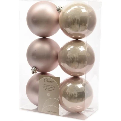 Afbeelding van Kerstballen Ø 8 cm 6 stuks (Roze)