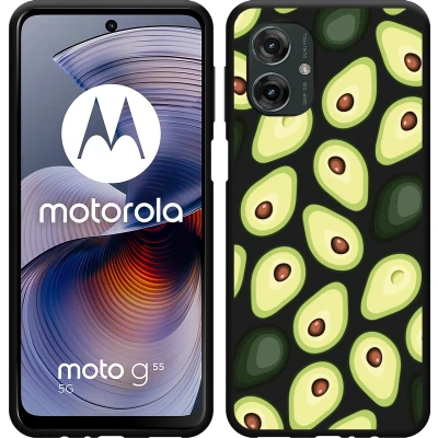 Afbeelding van Cazy Hoesje geschikt voor Motorola Moto G55 Siliconen Zwart Avocado&#039;s