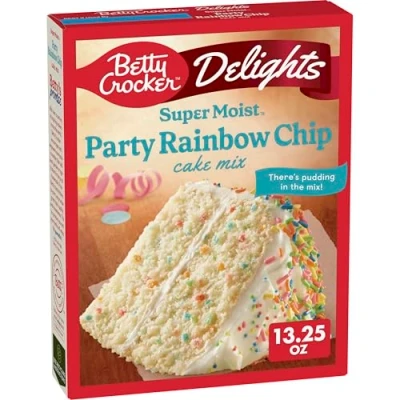 Afbeelding van Betty Crocker Delights Super Moist Party Rainbow Chip Cake Mix, 13,25 oz.