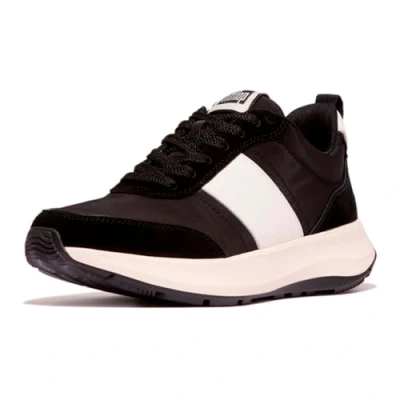 Afbeelding van Fitflop Vrouwen F Mode Flow Stof/Suede/Lederen Flatform Sneakers Schoen, Zwart, 43 EU