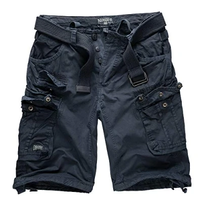 Afbeelding van Geographical Norway Cargo Shorts Korte broek Bermuda met riem Short Hunter in bundel UD Bandana, Donkerblauw, M
