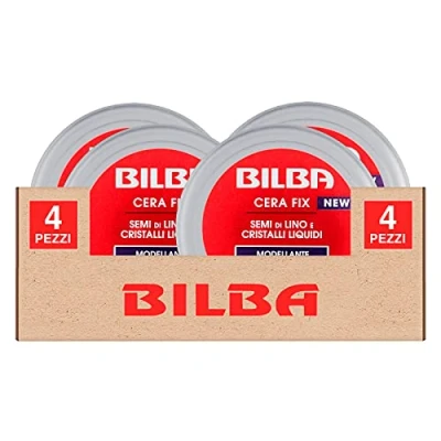 Afbeelding van 4 x Bilba Wax Fix modellerend haar met lijnzaad en vloeibare kristallen, elastische grip licht nat effect, blikjes van 100 ml