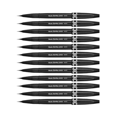 Afbeelding van Pentel Artist viltstift met extra fijne penseelpunt, zwart
