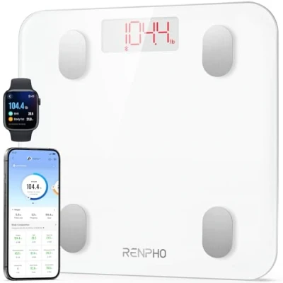 Afbeelding van RENPHO persoonlijke weegschaal digitale testwinnaar 2023, Bluetooth lichaamsvetweegschaal met uiterst nauwkeurige sensoren, slimme lichaamsvet en spiermassa 180 kg/400 lbs
